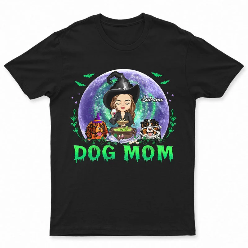 Dog Mom Witchy - Witch Gifts - Personalized Custom T Shirt Graphic T-Shirt Round Neck Polyester