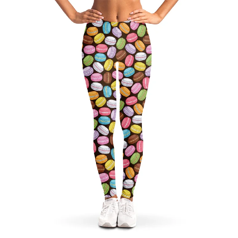 Colorful Macarons Pattern Print Women's Leggings Trendy Cold Weather Tights