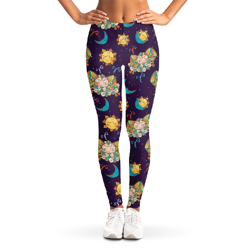 Cute Cartoon Aries Pattern Print Women's Leggings Stylish Everyday Leggings