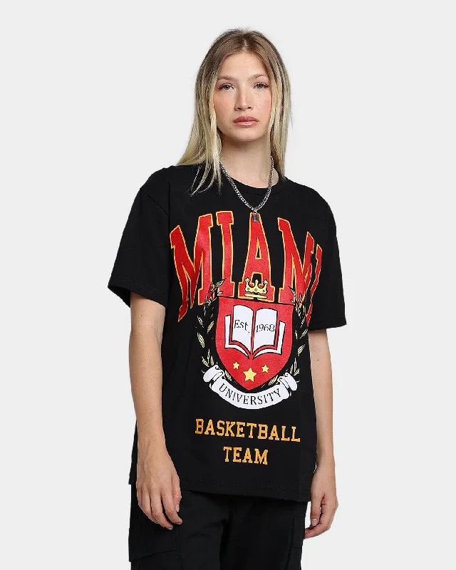 Goat Crew University Of Miami Basketball T-Shirt Black Elegant Classic Vintage