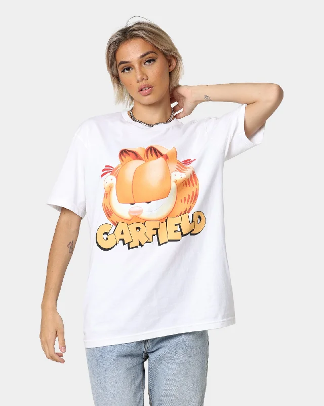 American Thrift X Garfield Face T-Shirt White Anti-Pilling Machine Wash Handmade