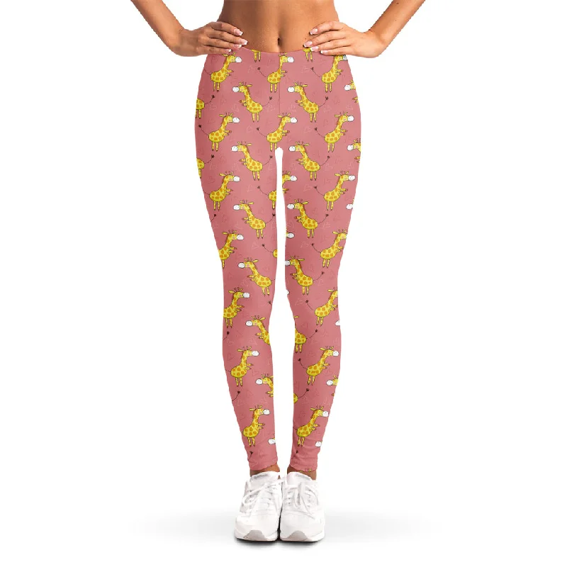 Cute Giraffe Pattern Print Women's Leggings Fashionable Quick-Dry Yoga Pants