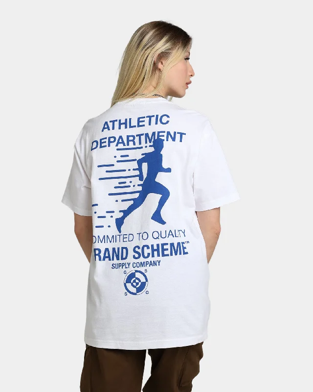 Grand Scheme Athletic Department T-Shirt White Rayon Velvet Corduroy