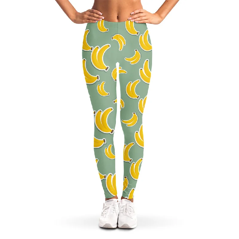 Cute Banana Pattern Print Women's Leggings Fashionable Minimal Active Leggings