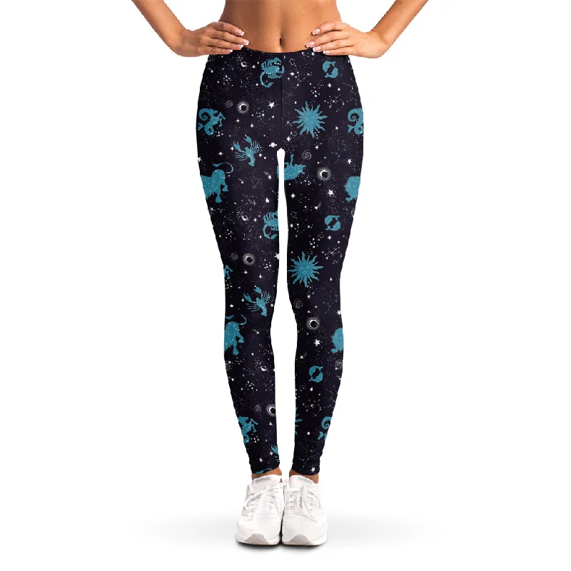 Constellation Zodiac Signs Pattern Print Women's Leggings Fashionable Smooth Fit Leggings