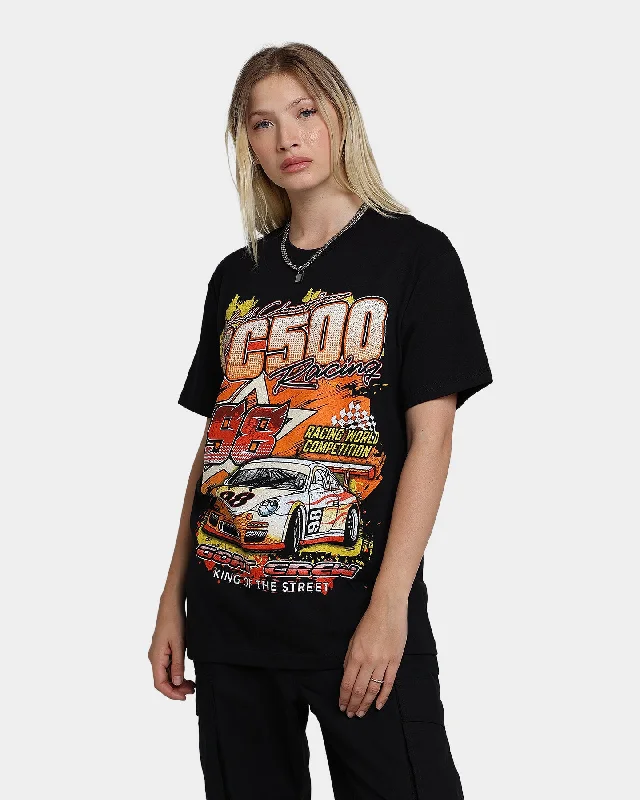 Goat Crew Racing Street King T-Shirt Black Solid Print Embellished