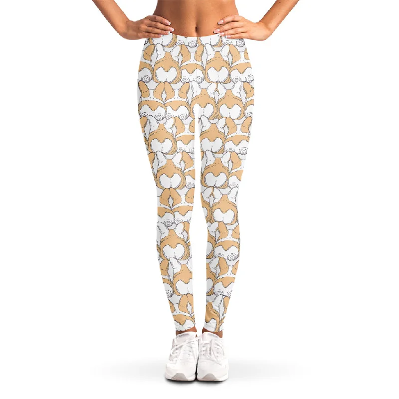 Corgi Butt Pattern Print Women's Leggings Comfortable Slip-On Leggings