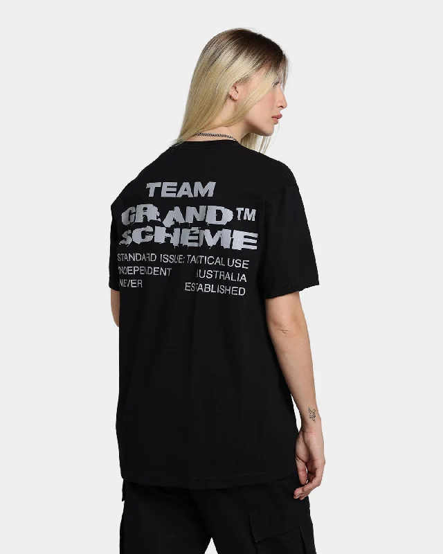 Grand Scheme Team T-Shirt Black Spandex Blend Rayon Blend Denim Blend