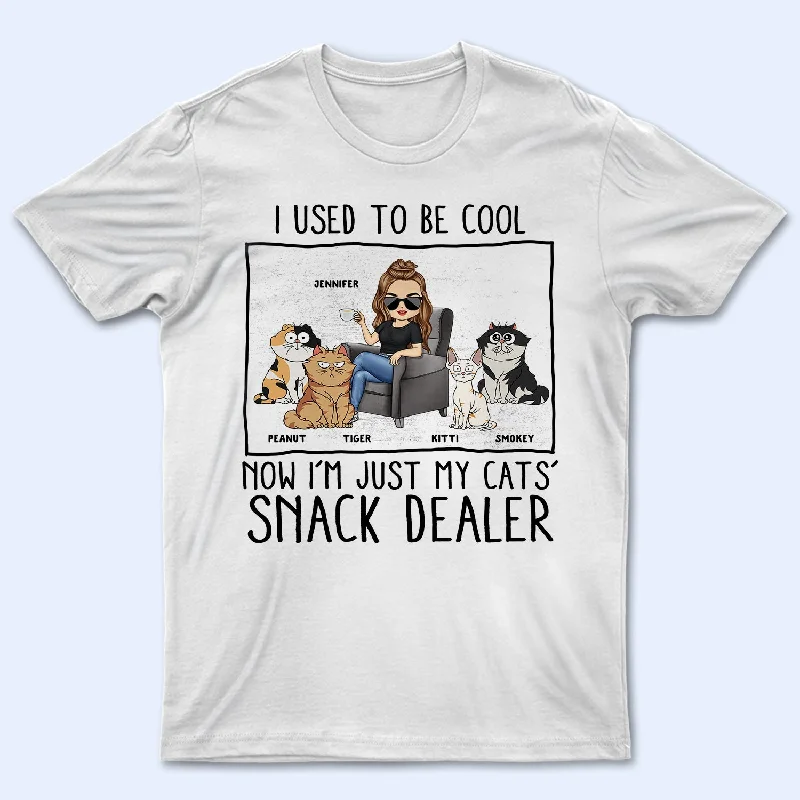 I'm Just My Cats' Snack Dealer - Gift For Cat Mom, Cat Lovers - Personalized T Shirt Denim Fabric Leather Fabric Suede Fabric