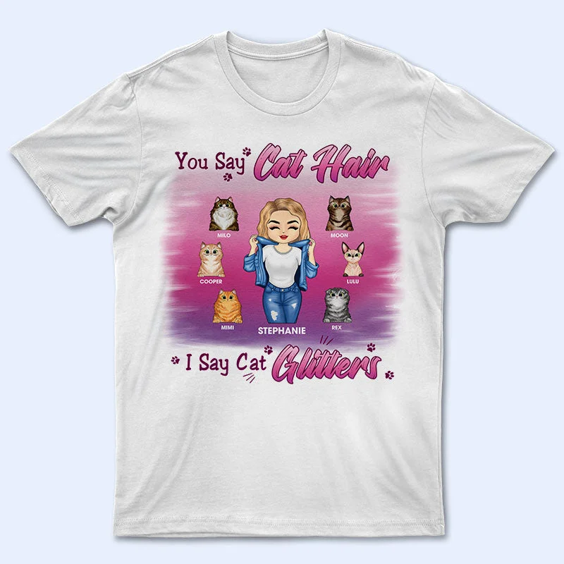 Cat Mom It's Cat Glitters - Cat Lovers Gift - Personalized Custom T Shirt Collared T-Shirt Boat Neck A-Line