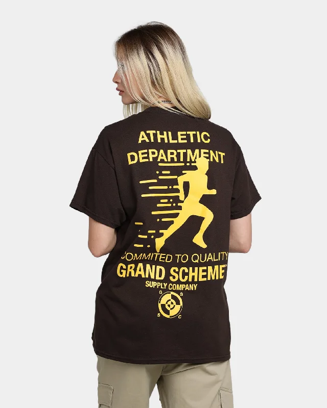 Grand Scheme Athletic Department T-Shirt Brown Mesh Canvas Denim