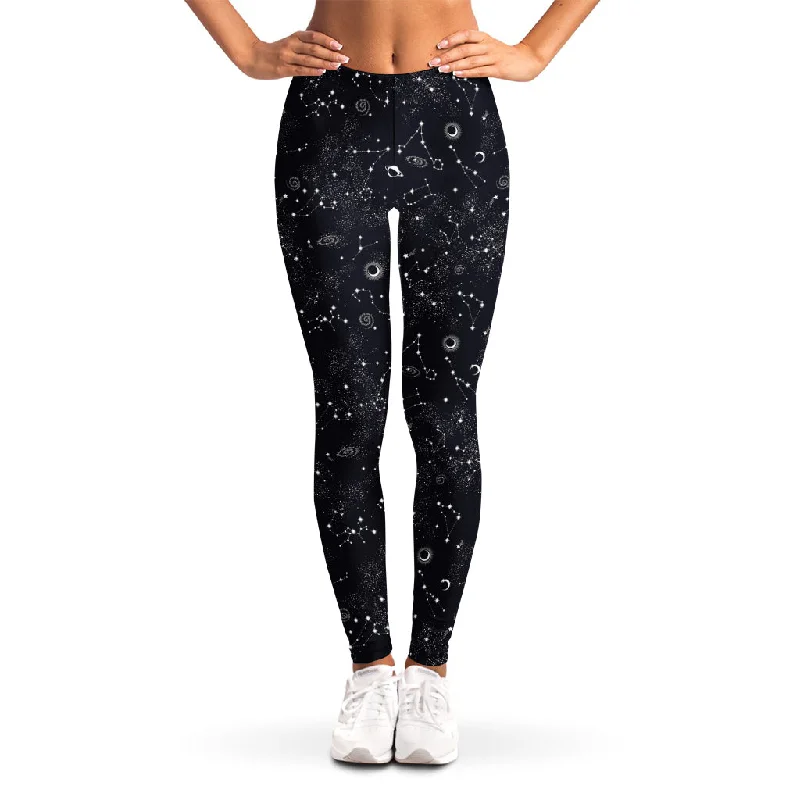 Constellation Space Pattern Print Women's Leggings Elegant Full-Body Leggings