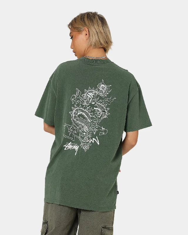 Stussy Script Dragon T-Shirt Pigment Forest Seamless Knitted Crochet