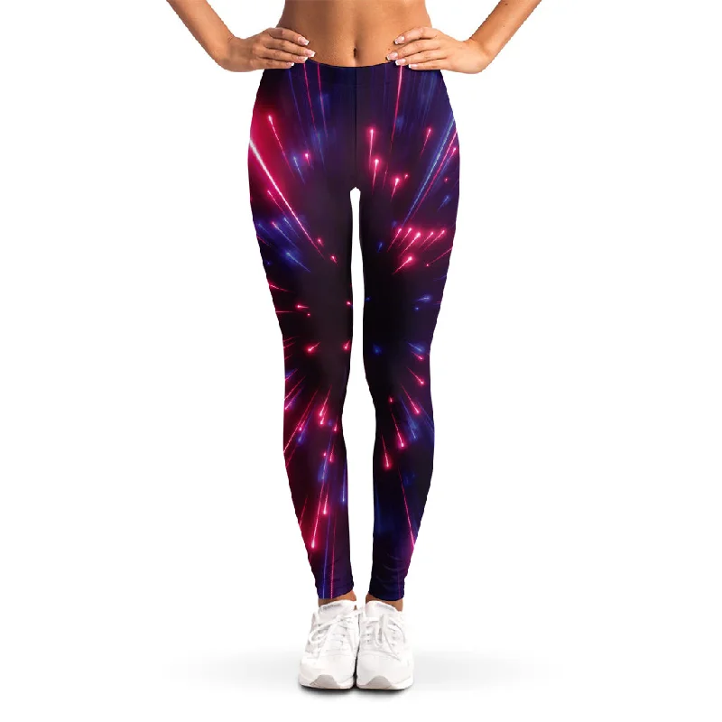 Cosmic Hyperspace Print Women's Leggings Trendy Foil Finish Leggings