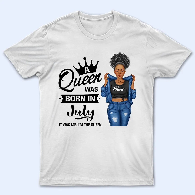 A Queen Was Born - Birthday Gift For Women - Personalized T Shirt Welt Pockets Slit Pockets Flap Pockets