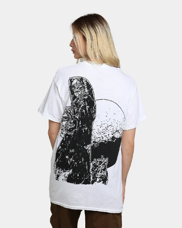 Rats Get Fat X Funeral French FF Reaper T-Shirt White Notch Collar Peter Pan Collar Cowl Neck