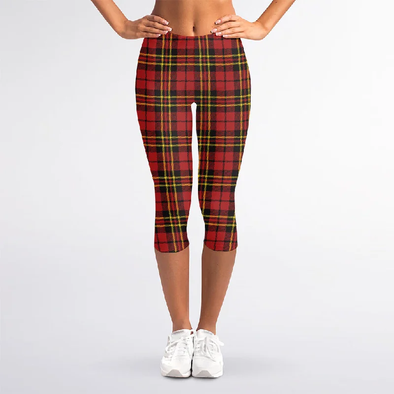 Clan Wallace Scottish Tartan Print Women's Capri Leggings Stylish Sweatproof Leggings