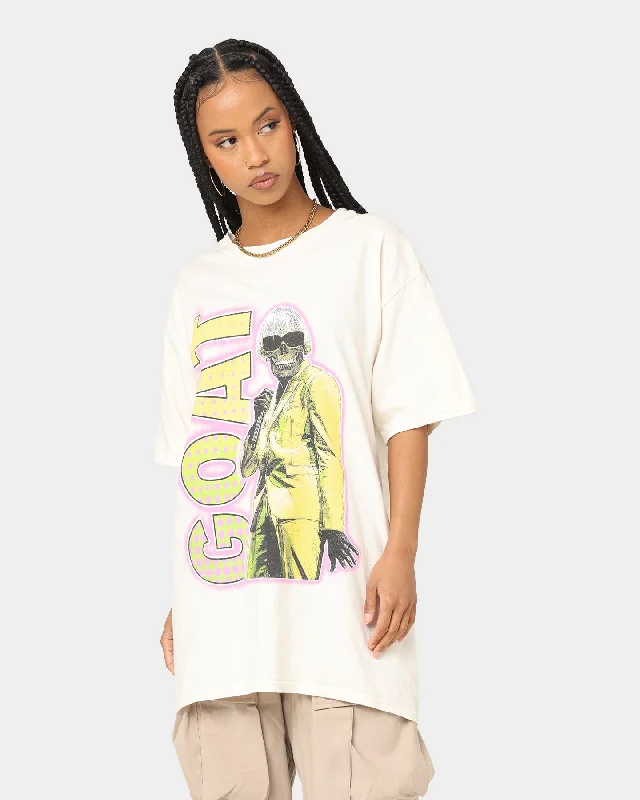 Goat Crew Bob Cut Skelly T-Shirt Off White Silk Blend Satin Velvet