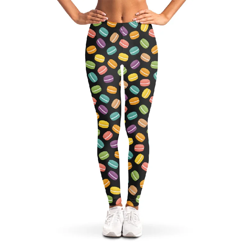 Colorful Macaron Pattern Print Women's Leggings Trendy Sporty Compression Leggings