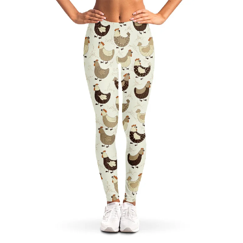 Cute Chicken Pattern Print Women's Leggings Fashionable Quick-Dry Leggings