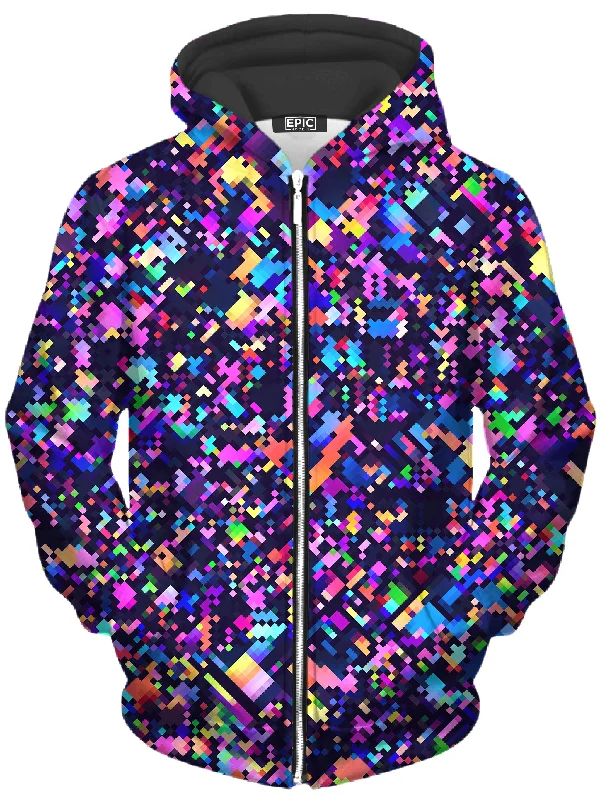 8-Bit Confetti Unisex Zip-Up Hoodie Hoodie with Relaxed Fit Easy Casual