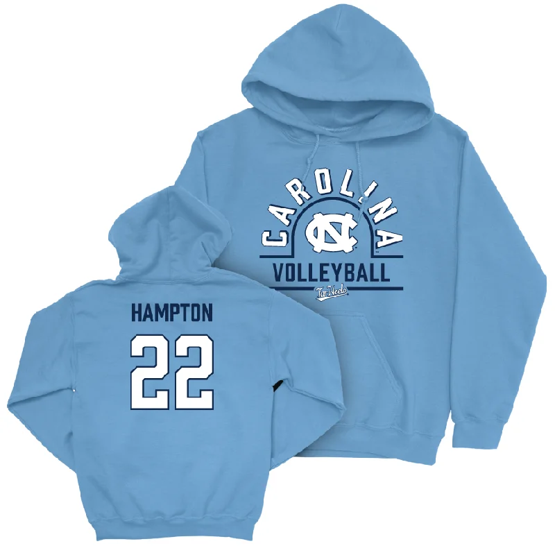 UNC Women's Volleyball Carolina Blue Classic Hoodie   - Safi Hampton Hoodie with Thumb Holes Functional Cozy