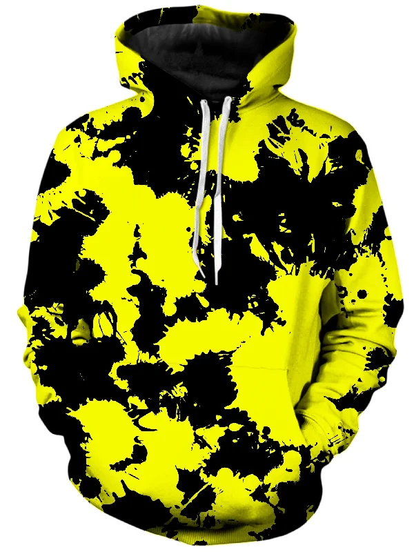 Yellow and Black Paint Splatter Unisex Hoodie Hoodie Jacket Zipper Layering