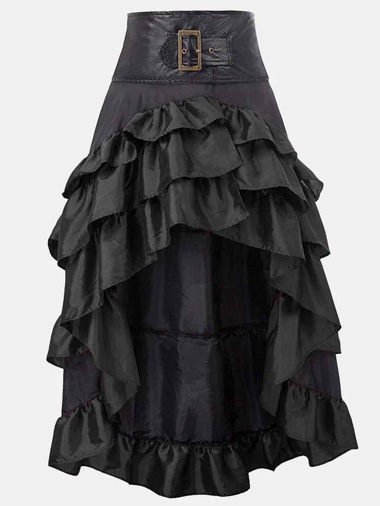 Gothic Romance Black Ruffle Maxi Skirt lace skirt romantic