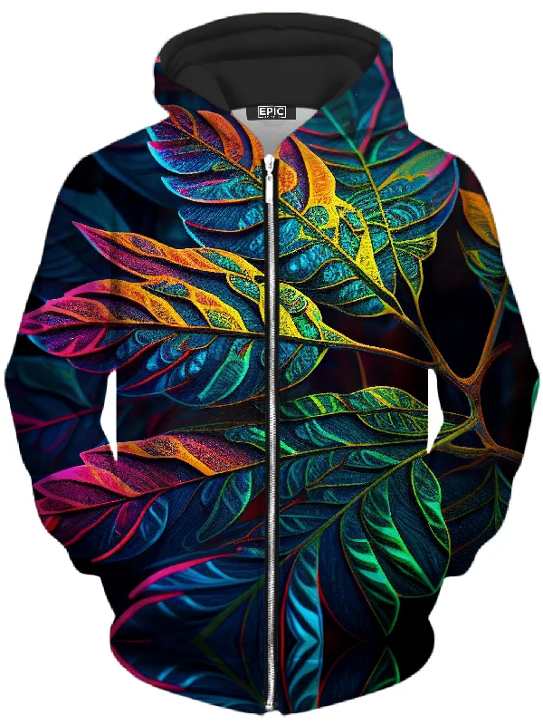 Midnight Floral Unisex Zip-Up Hoodie Hoodie with Pattern Geometric Abstract