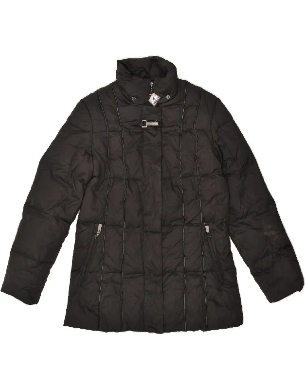 NAUTICA Womens Padded Jacket UK 14 Medium Black Polyester Herringbone Jacket Checkered Jacket Solid Jacket