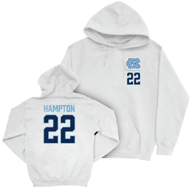 UNC Women's Volleyball White Logo Hoodie   - Safi Hampton Hoodie with Ribbed Hem Stretchable Secure