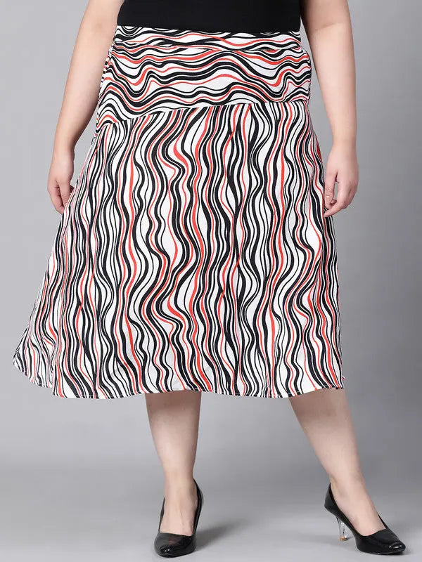 Women Plus Size Printed Elasticated Skirt mini skirt trendy