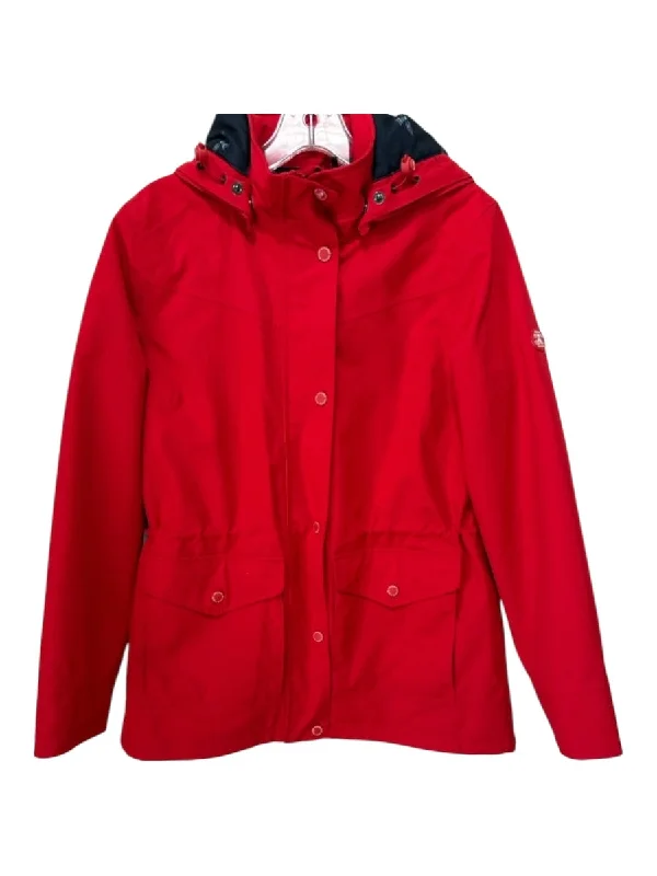 Barbour Size 8 Red Polyester Waterproof Jacket Appliqued Jacket Beaded Jacket Sequined Jacket