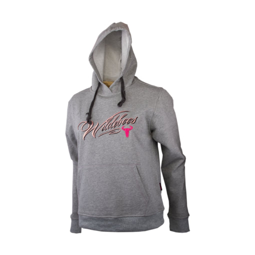 Wildebees Ladies Embroidered Fleece Hoodie Grey Melange Hoodie with Color Block Contrast Stylish