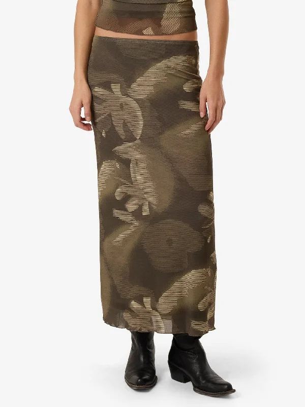 Flora Haze Mesh Skirt - Brindle linen skirt relaxed