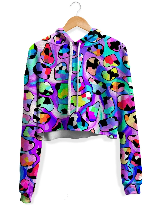 Candy Giraffe Fleece Crop Hoodie Hoodie with Neon Bright Vibrant