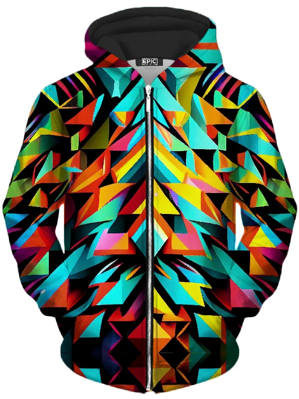 Prisms Unisex Zip-Up Hoodie Hoodie with Color Block Contrast Stylish