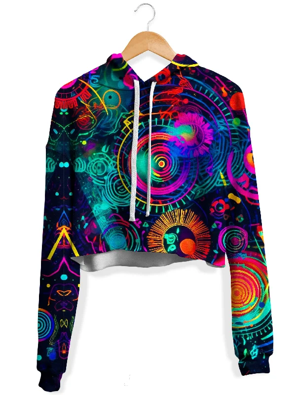 Retro Trip Fleece Crop Hoodie Hoodie with Oversized Fit Loose Comfortable