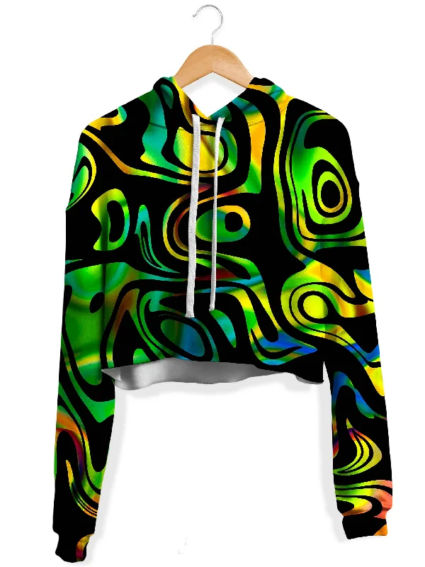 Complex Movement Fleece Crop Hoodie Hoodie with Neon Bright Vibrant