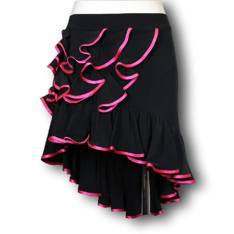 Women's Latin Skirt UL-535 Pink button skirt front