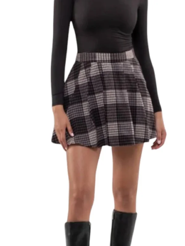 Plaid Pleated High Waist Mini Skirt In Mauve corduroy skirt durable