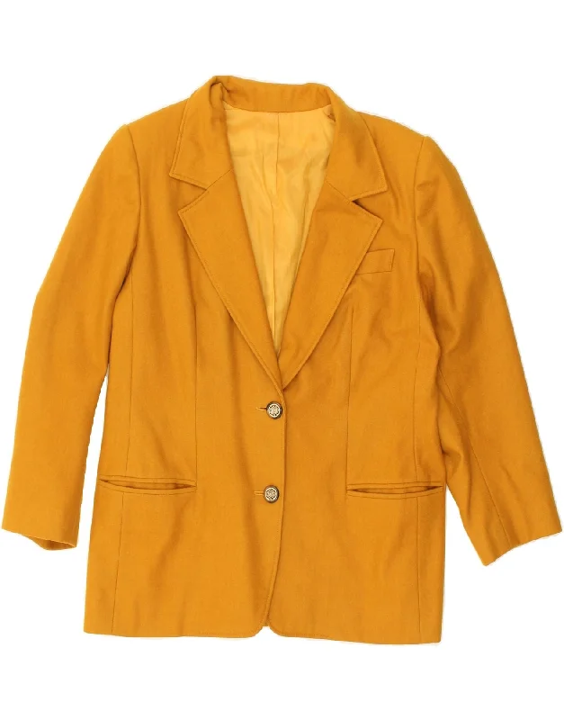 VINTAGE Womens 2 Button Blazer Jacket UK 14 Medium Yellow Oversized Jacket Tailored Jacket Straight Jacket