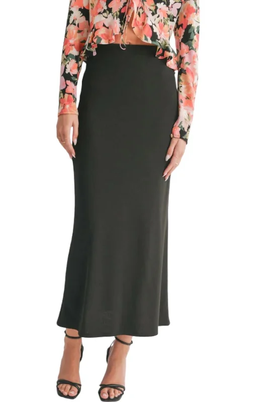 Icon Maxi Skirt In Black cashmere skirt plush