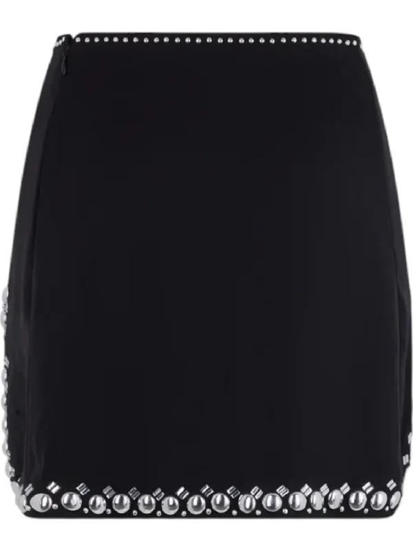 Women's Satin Mini Skirt With Details In Black wool skirt warm