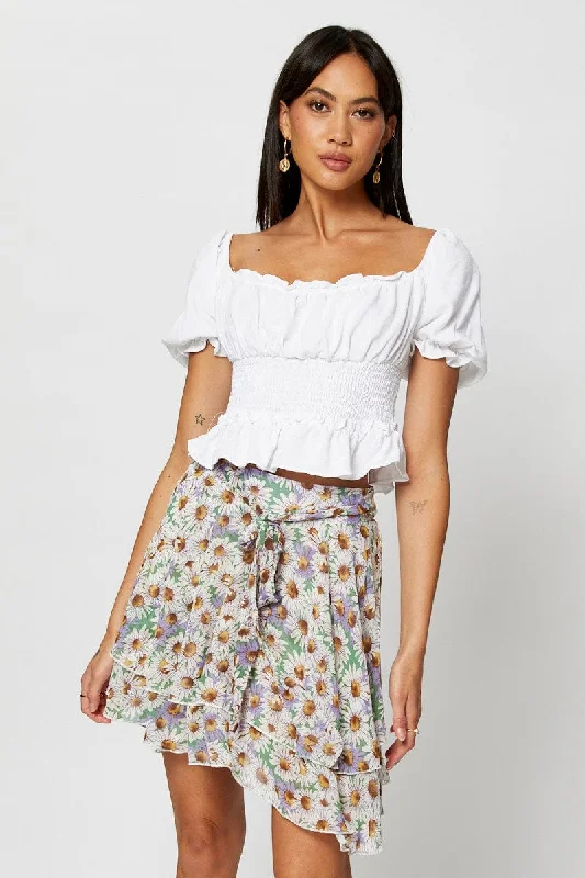 Print Skater Skirt corduroy skirt durable