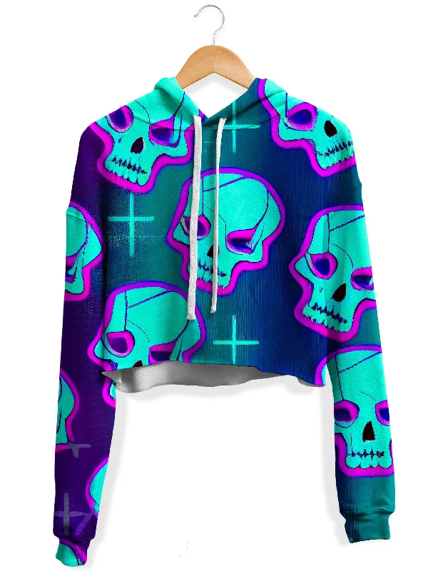 Neon Fright Fleece Crop Hoodie Hoodie with Exposed Zipper Edgy Industrial