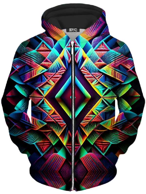 Psychedelic Tribal Unisex Zip-Up Hoodie Hoodie with Typography Text Message