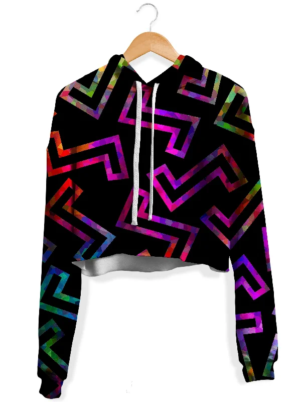 Sparkle Geometric Fleece Crop Hoodie Hoodie with Oversized Fit Loose Comfortable