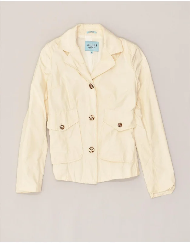 GUESS BY MARCIANO Womens 3 Button Blazer Jacket IT 40 Small Beige Zippered Jacket Buttoned Jacket Snapped Jacket