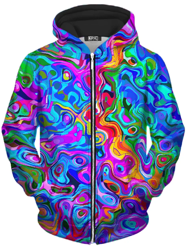 Rainbow Ripples Unisex Zip-Up Hoodie Hoodie with Half-Zip Sporty Casual